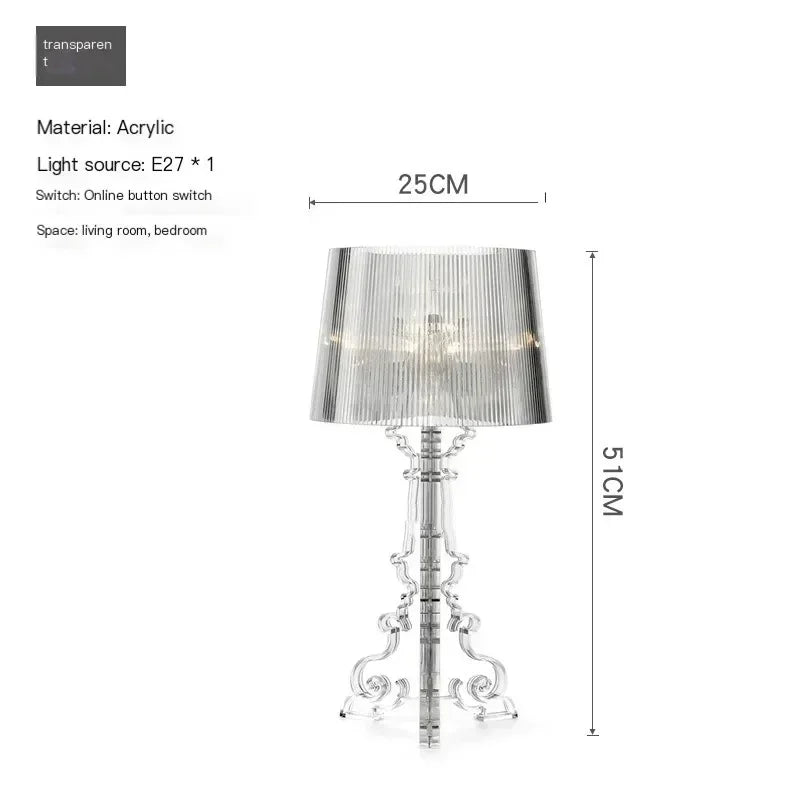 Lámpara de mesa de fantasma barroco blanco transparente de diseñador nórdico, iluminación para sofá, decoración, luz ambiental LED
