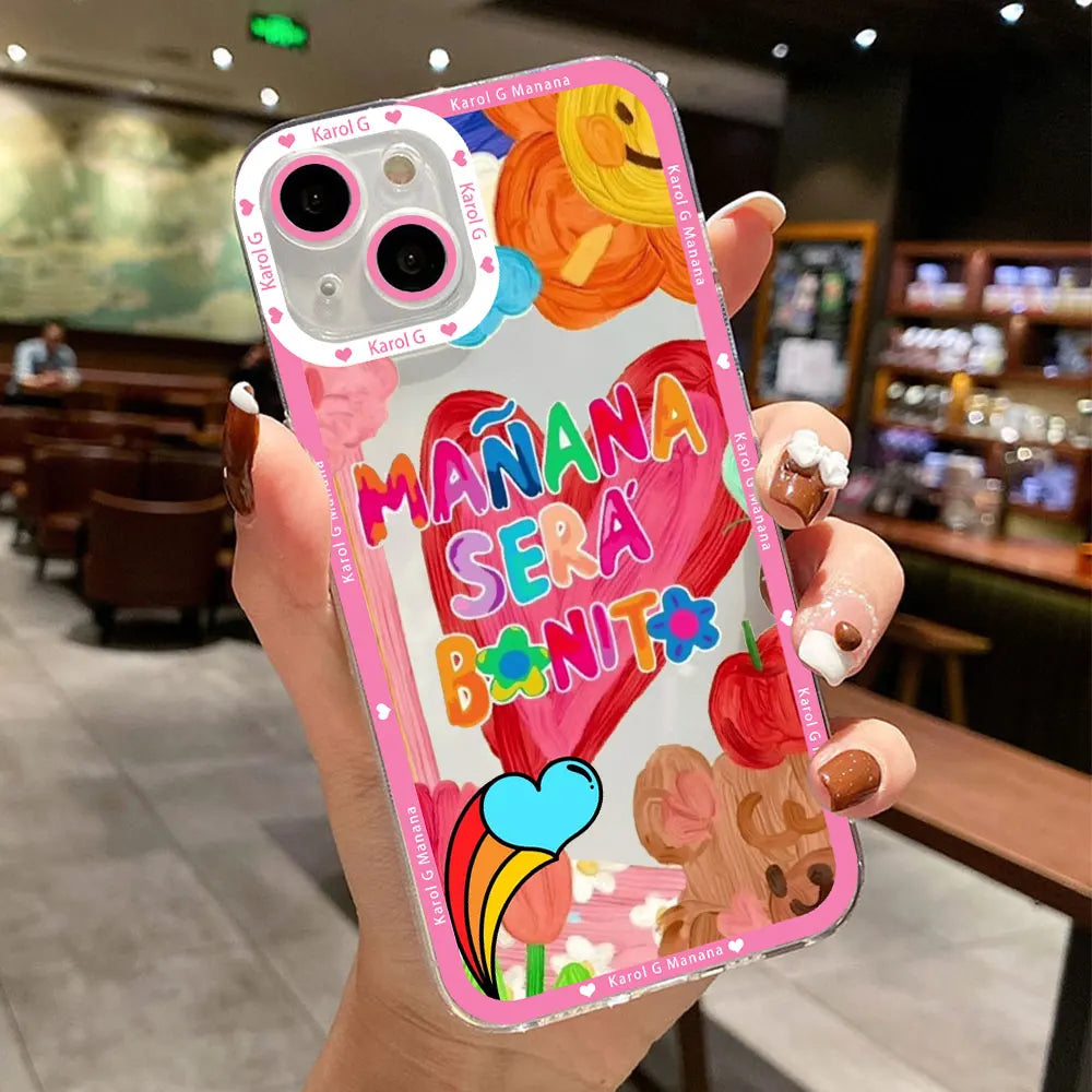 Karol G Manana Sera Bonito funda de teléfono para IPhone 16 15 14 13 12 11 Mini Pro Max X XR XSMax 7 8 Plus cubierta de TPU suave transparente