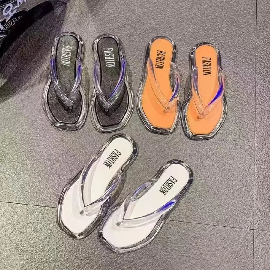 Sandalias de PVC con purpurina, chanclas de goma de talla grande para mujer, sandalias de playa, sandalias bajas, sandalias hawaianas de PVC, sandalias romanas, verano 2026