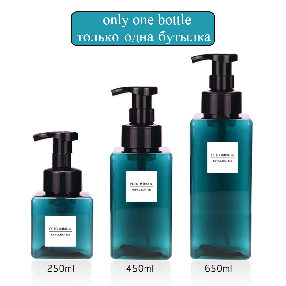 Dispensador de jabón espumoso vacío, desinfectante de manos para baño, champú, loción de lavado corporal, botella con bomba rellenable, contenedor de espuma