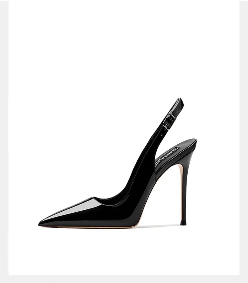2025 Zapatos sexis de tacón súper alto para mujer, sandalias con punta estrecha, zapatos de tacón elegantes con talón descubierto para verano, vestido de tendencia 2025