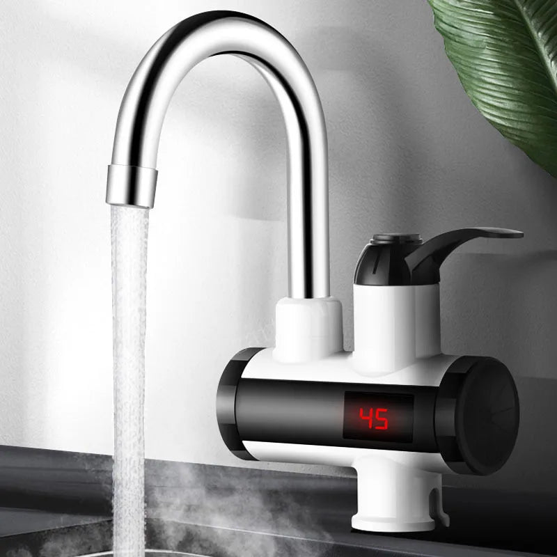 Instant Electric Water Heater Temperature Display Cold Water Heating Kitchen Hot 3000W Water Heater with LED EU Plug