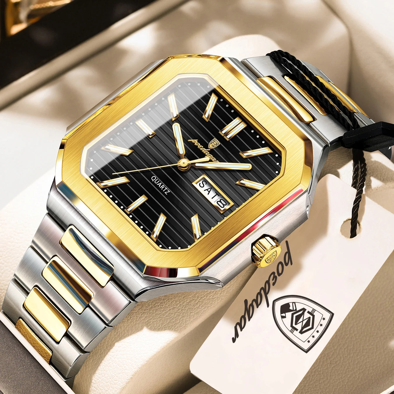 Reloj POEDAGAR de negocios para hombre, resistente al agua, luminoso, con fecha, semana, relojes clásicos para hombre, Reloj de pulsera de cuarzo de acero inoxidable para hombre