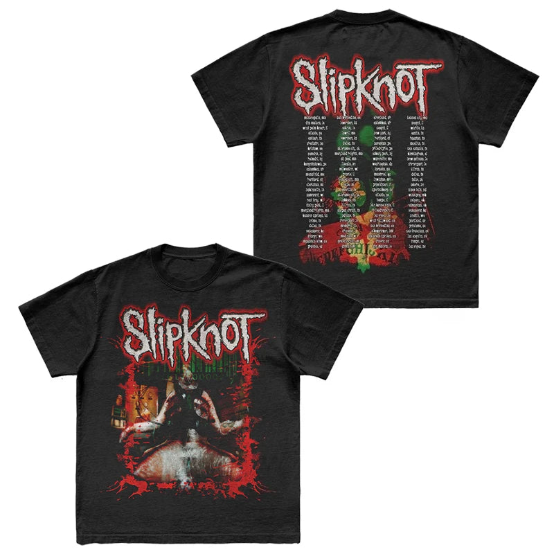 Camiseta con estampado de banda de estilo gótico de SLIPKNOT, camiseta gráfica 100% de algodón para hombres y mujeres, ropa de calle de verano
