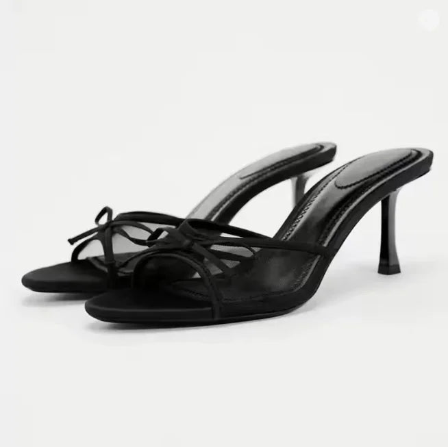 2024 mujeres novedad de verano marca de lujo Sandalias de tacón alto versátiles simples Sandalias de tacón delgado zapatillas