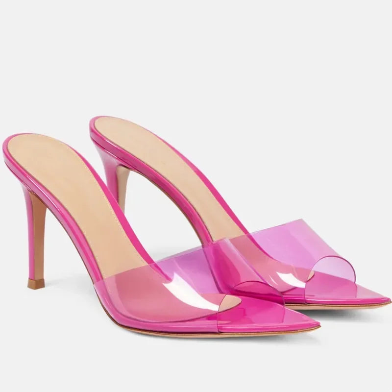 Zapatillas de punta puntiaguda para mujer, zapatos de tacón de aguja de 5cm/8cm/10cm, estilo francés, Sexy, a la moda, talla 46, novedad de verano, 2024