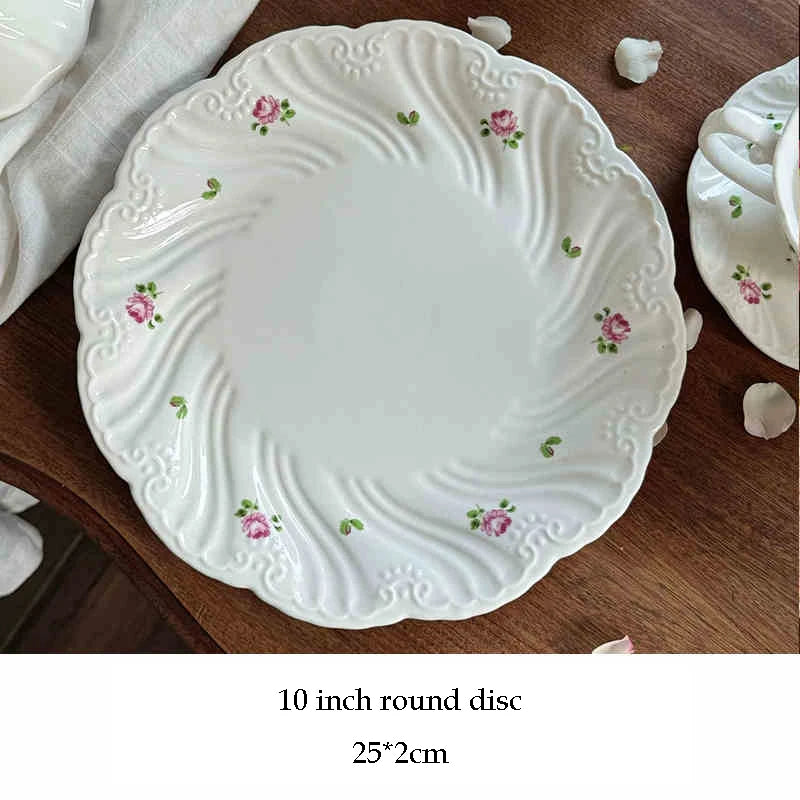 Juego de platos de cerámica, taza de café, platillo, hermoso vajilla, plato de postre de rosa Vintage, platos de cena, regalo, taza de té, suministros de cocina