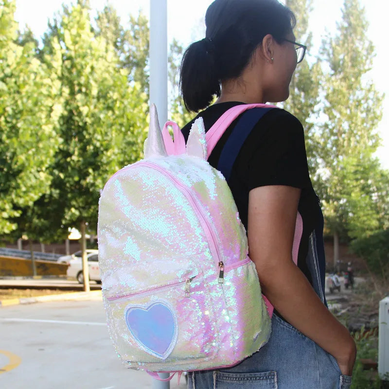 Mochila de lentejuelas de gran capacidad de unicornio para niños, Mochila de dibujos animados para estudiantes, Mochila informal con lentejuelas, mochilas para volver a la escuela