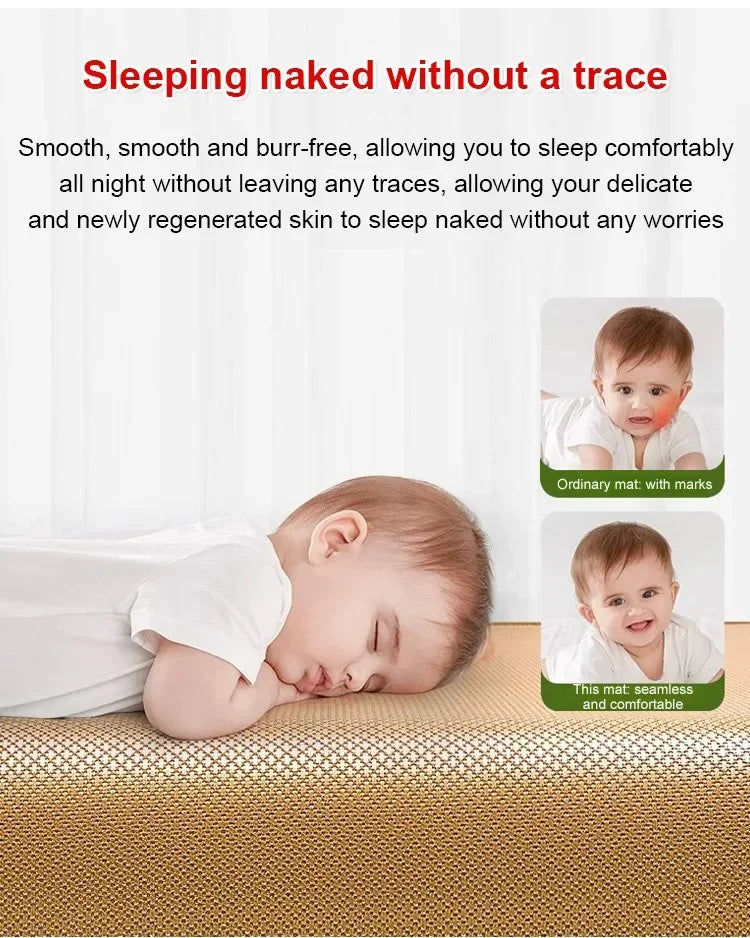 Colchoneta refrescante de seda helada para verano, de bambú natural plegable de doble cara, para camas de 1.5/1.8m, ideal para dormir sin ropa en el hogar o dormitorio.