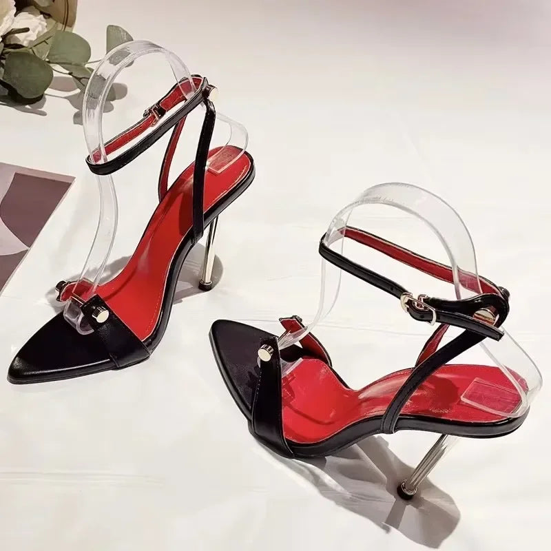 Eilyken Street Style Sexy Rivet Stiletto High Heels Women Sandals 2026 Summer Buckle Strap Wedding Party Female Shoes