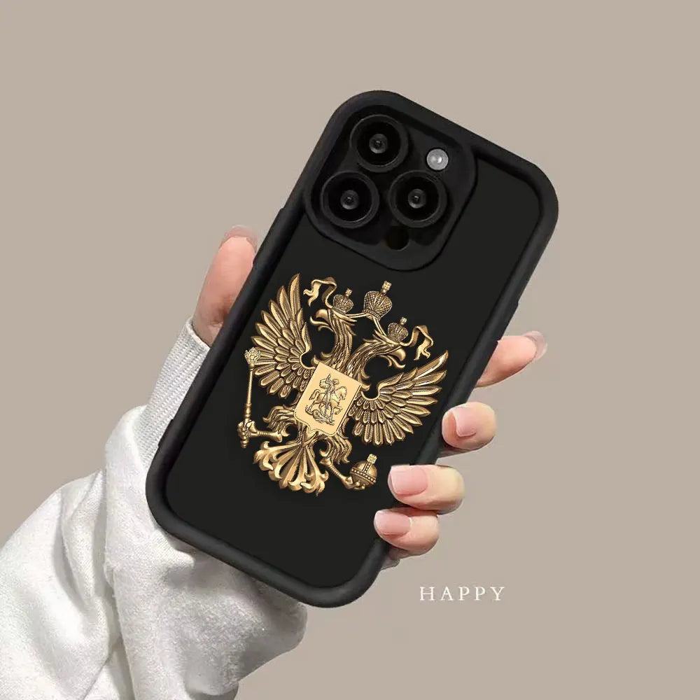 Funda de teléfono con emblema de banderas rusas para iPhone 15 14 13 12 11 Pro XS Max X XR SE 7 8 6 6S Plus Funda de silicona suave Funda Coque