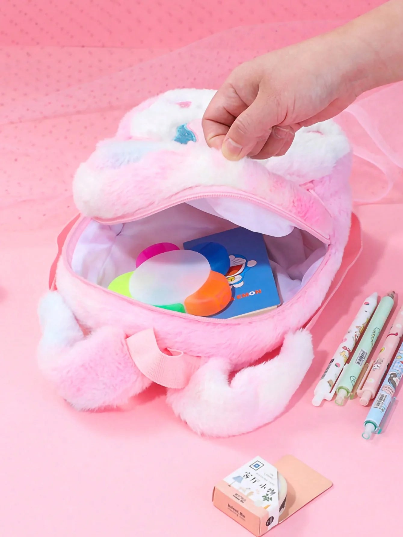 Nueva mochila transfronteriza de dibujos animados de unicornio de peluche para niños, mochila, mochila pequeña para chica bonita, mochila escolar