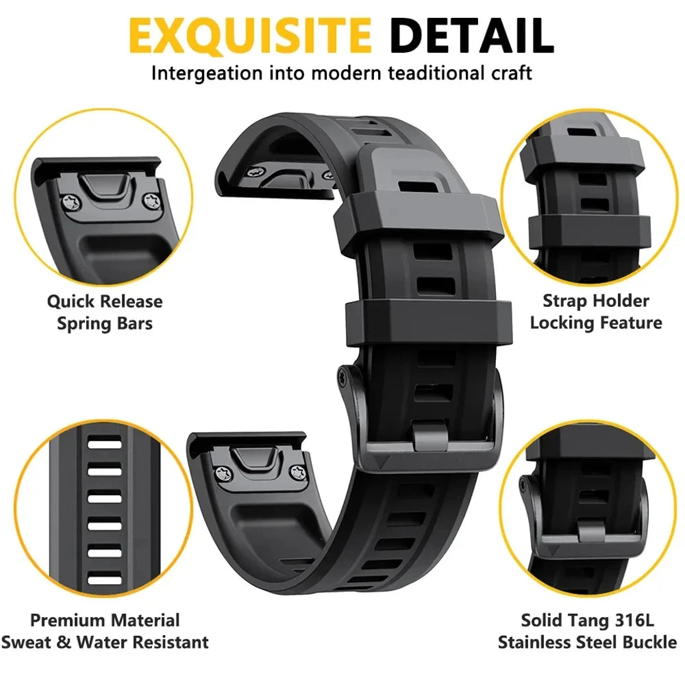 Correa deportiva de silicona QuickFit de 26 y 22mm para Garmin Fenix 7 7X PRO 6 6X GPS 5 5X Plus 3 HR Epix Pro instinto 2X