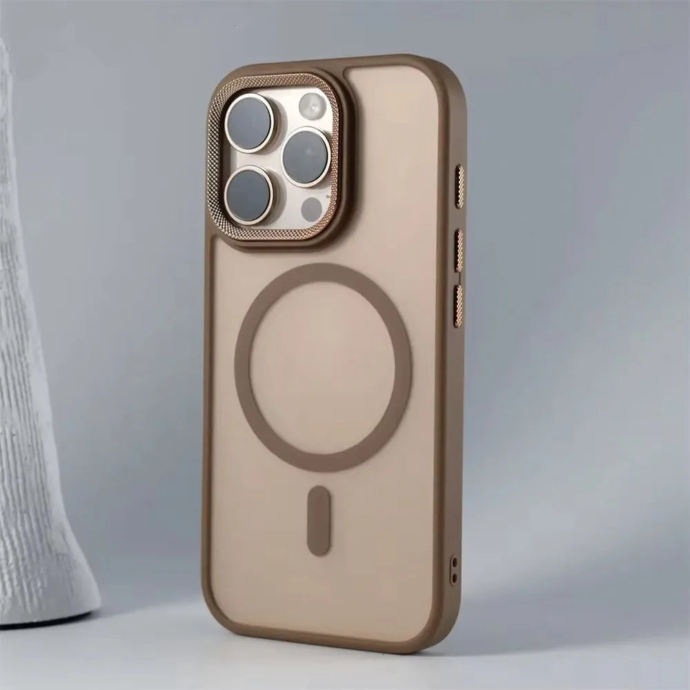 Funda protectora de cámara espiritual de lujo para iPhone 15 16 Pro Max 16 fundas Magsafe para iPhone 14 12 11 13 17 Pro Max cubierta mate