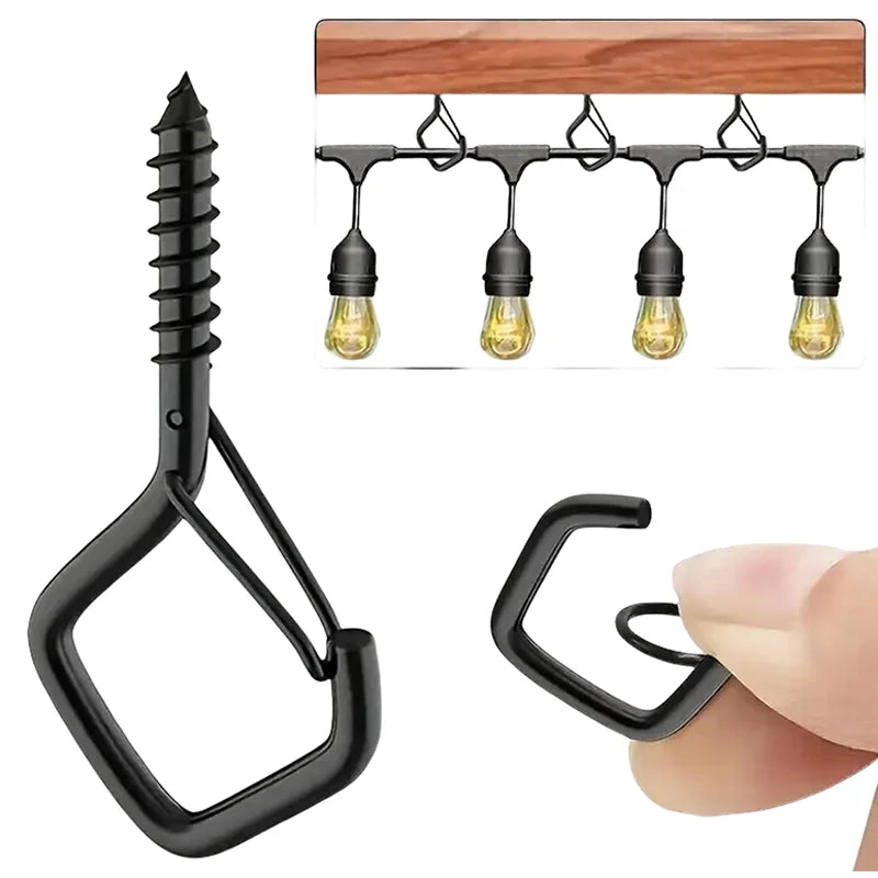 Q-ganchos de suspensión para exteriores, ganchos de tornillo para cadena de luces al aire libre, ganchos de tornillo con hebilla de seguridad, para plantas colgantes, 10/20 piezas