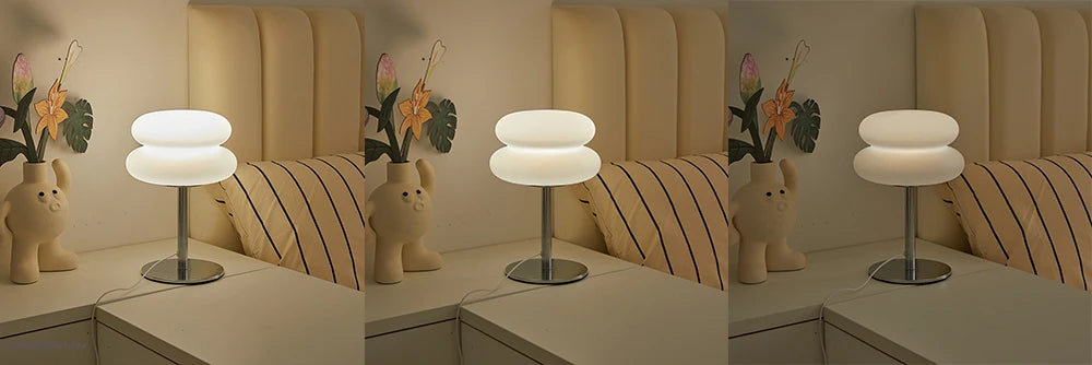 Lámpara de mesa, lámparas de dormitorio, enchufe USB, lámpara de mesa LED con forma de seta, iluminación ambiental para sala de estar y comedor (no de vidrio)