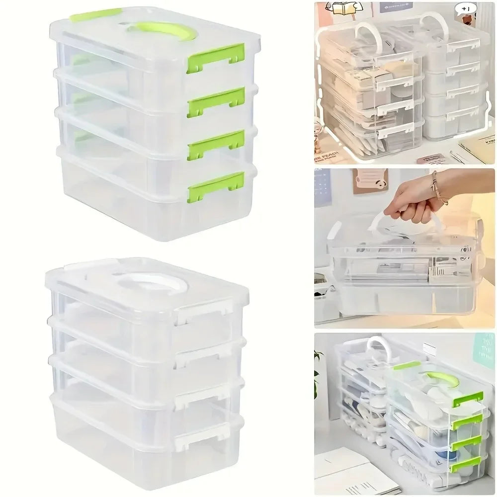 Caja de almacenamiento de bloques de construcción, cajas de clasificación de herramientas de visibilidad transparente, cajón de rejilla a prueba de humedad, ataúd de almacenamiento apilable