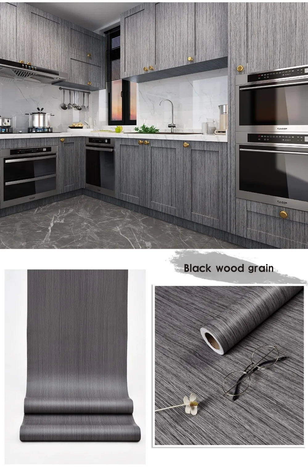 Pegatinas de puerta de grano de madera para armario, mesa, armario, muebles, papel tapiz autoadhesivo de PVC impermeable, decoración del hogar