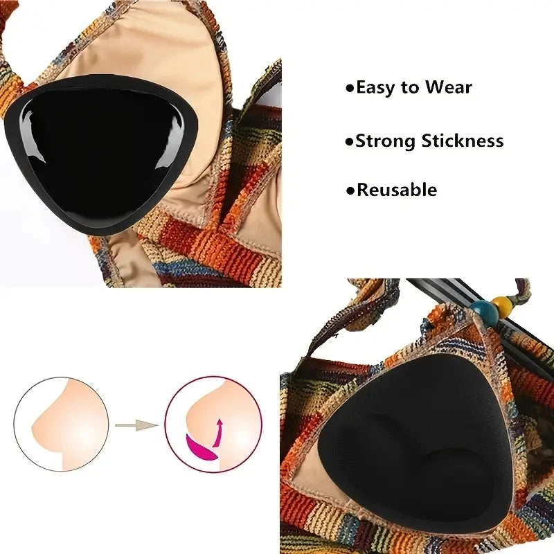 Almohadilla de realce de pecho para mujer, sujetador de silicona autoadhesivo Invisible, almohadillas de Bikini gruesas, sujetador de inserción, estera de mar, 2 uds.