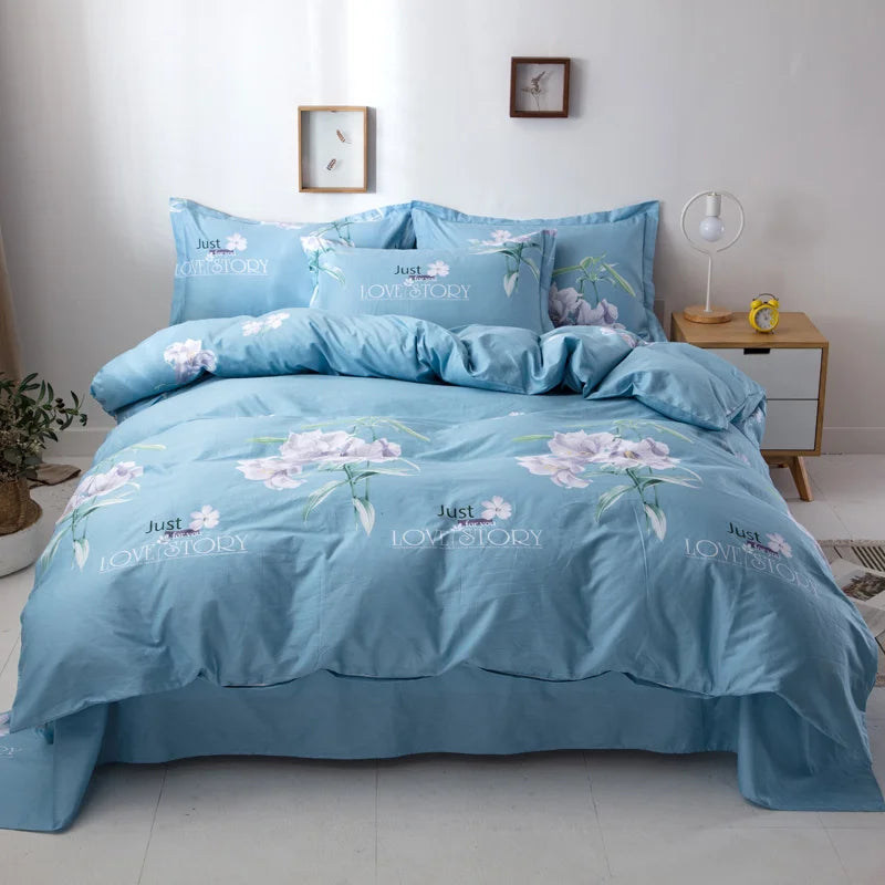 Juego de fundas de edredón 100% de algodón, ropa de cama con estampado de flores, suave y agradable para la piel, 1 unidad, 2 fundas de almohada, 3 unidades