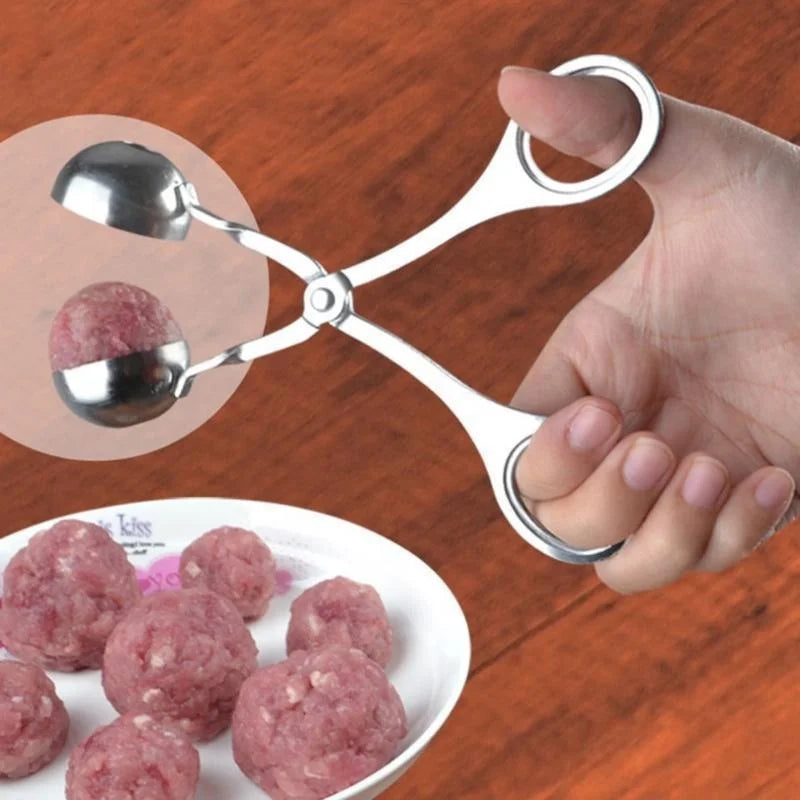 Herramienta para hacer bolas de carne, Clip redondo de acero inoxidable, cuchara moldeadora de bolas de arroz, molde para hacer albóndigas, utensilio de cocina relleno antiadherente