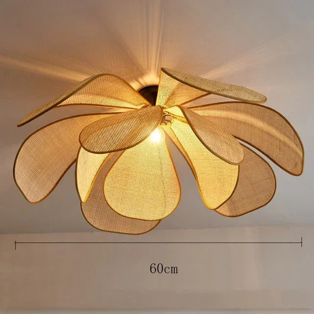 Lámparas de techo, lámpara colgante de ratán con forma de flor, lámpara colgante de ratán tejido para sala de estar, comedor, casa de huéspedes, decoración del hogar