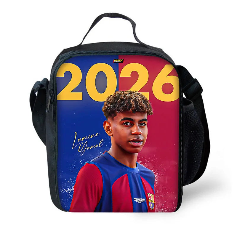 Mochila escolar para niños, fútbol, Lamine Yamals, con bolsas para el almuerzo, bolsas para lápices, mochilas escolares para niños y niñas, el mejor regalo