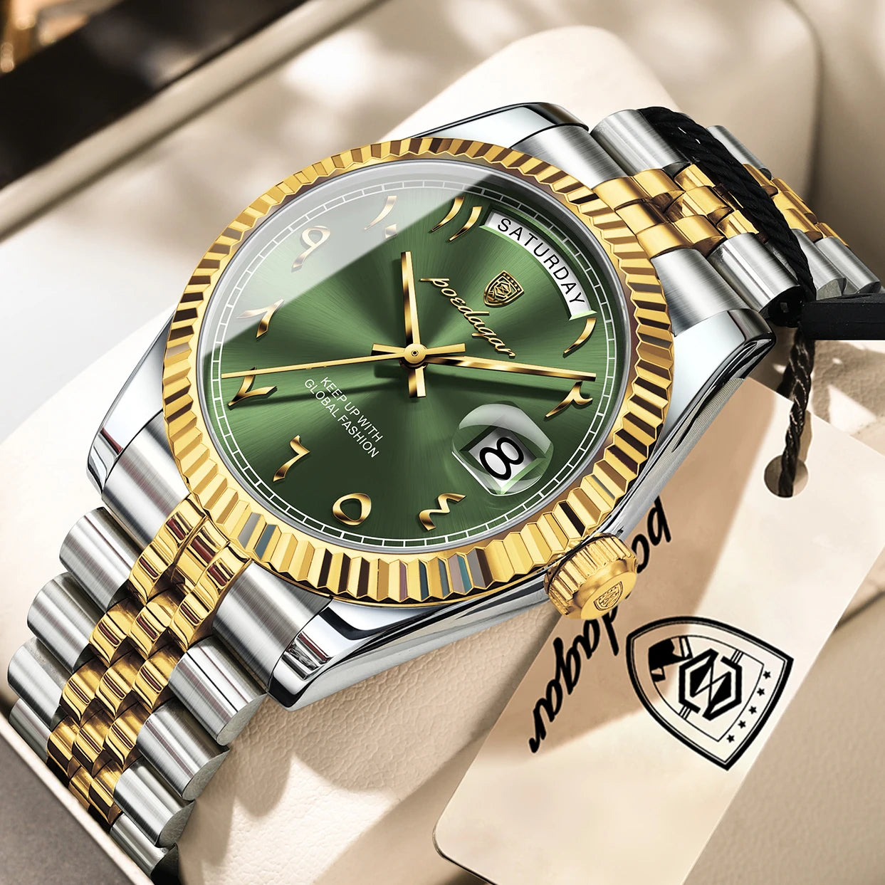 Reloj de Pulsera para Hombre de la Marca POEDAGAR, a la Moda, Resistente al Agua, con Fecha y Día de la Semana, Reloj de Negocios para Hombre, de Acero Inoxidable, de Alta Calidad, de Cuarzo