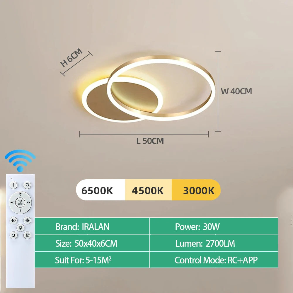 Lámpara de techo LED moderna, iluminación para el hogar, sala de estar, estudio, dormitorio, lámpara de techo regulable, iluminación interior, lámparas de decoración