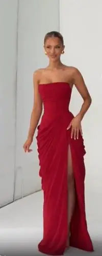 Vestido Maxi Plisado Sólido Sexy con Cuello Halter para Mujer, sin Mangas, sin Espalda, con Cintura Ajustada y Abertura, Vestidos de Fiesta de Verano 2026