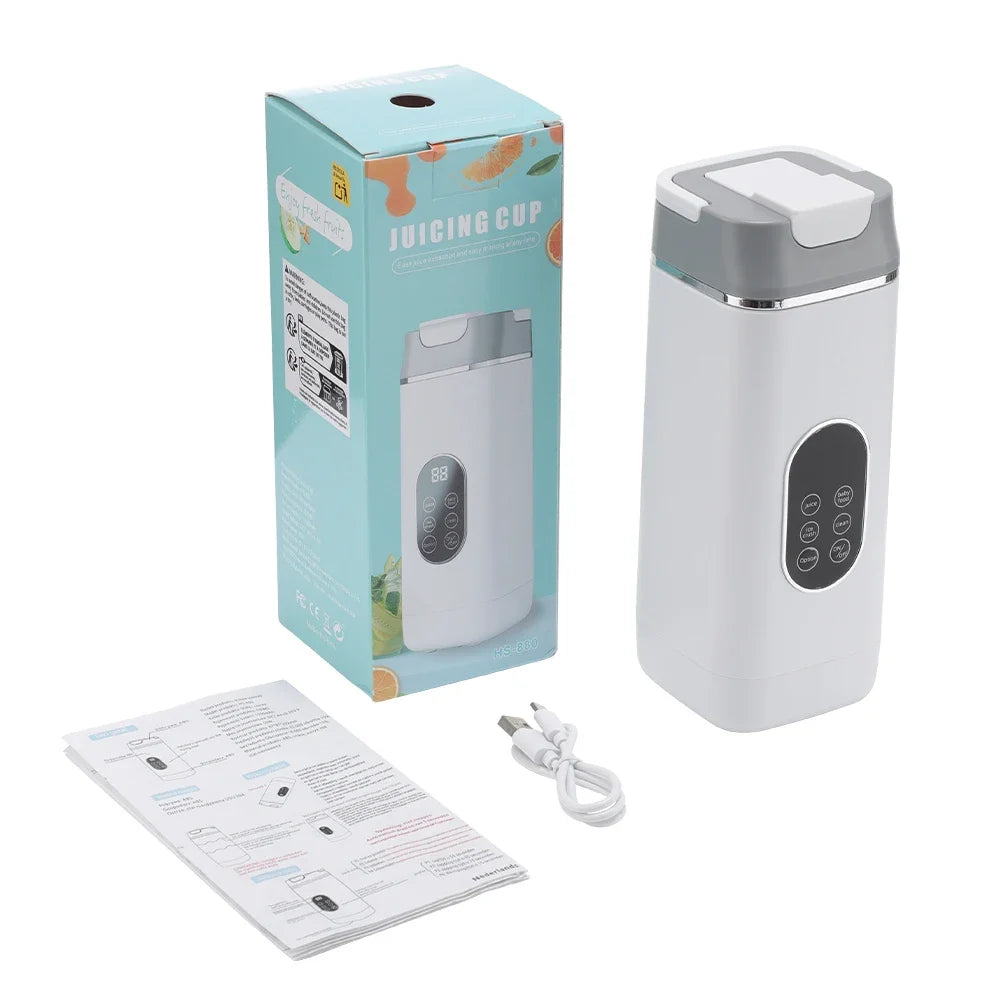 Licuadora Eléctrica Portátil de 400 ml, 2 Tazas, Mini Licuadora Multifuncional Inalámbrica para el Hogar, Recargable por USB, Vaso Mezclador Pequeño