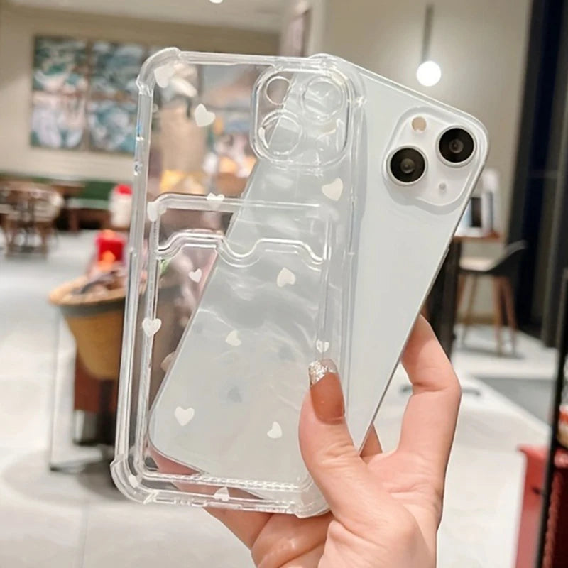 Funda para Teléfono con Diseño de Corazón Elegante de Estilo Retro para iPhone 17 16 Pro Max, Fundas para iPhone 15 14 13 12 11 XS X 7 8 Plus con Tarjetero