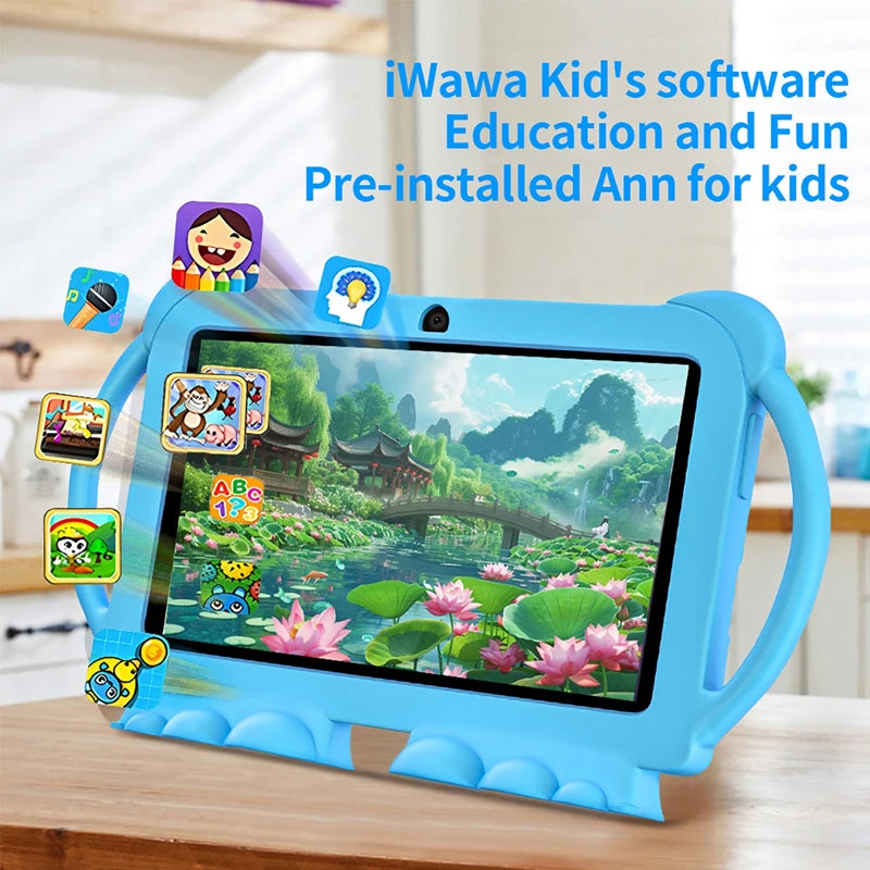 Nueva Tablet Infantil de 7 Pulgadas con Funda Protectora de Dibujos Animados, WiFi 5G, Android, para Aprendizaje y Educación, Tablet PC para Niños, 4GB RAM, 64GB ROM