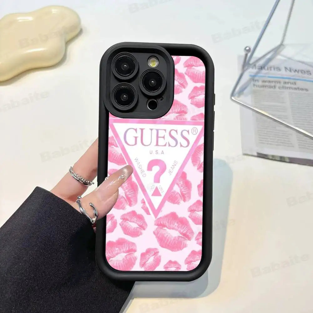 Funda de Silicona Suave para Teléfono de la Marca de Moda G-Guess para iPhone 17 16 14 13 12 11 15 Pro Max Plus Air Cover