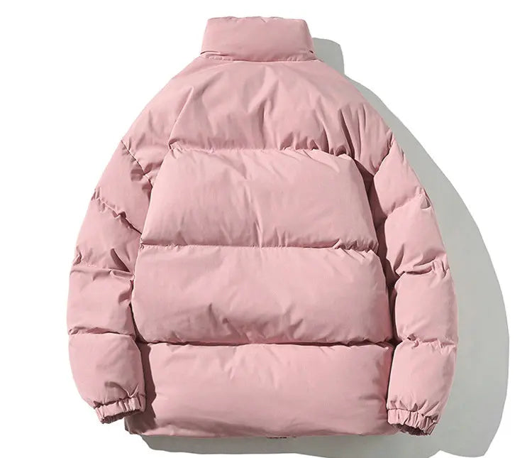 Ropa de calle Harajuku abrigo de invierno cálido para hombre Parka informal de Color sólido con cuello levantado chaqueta de invierno de gran tamaño para mujer