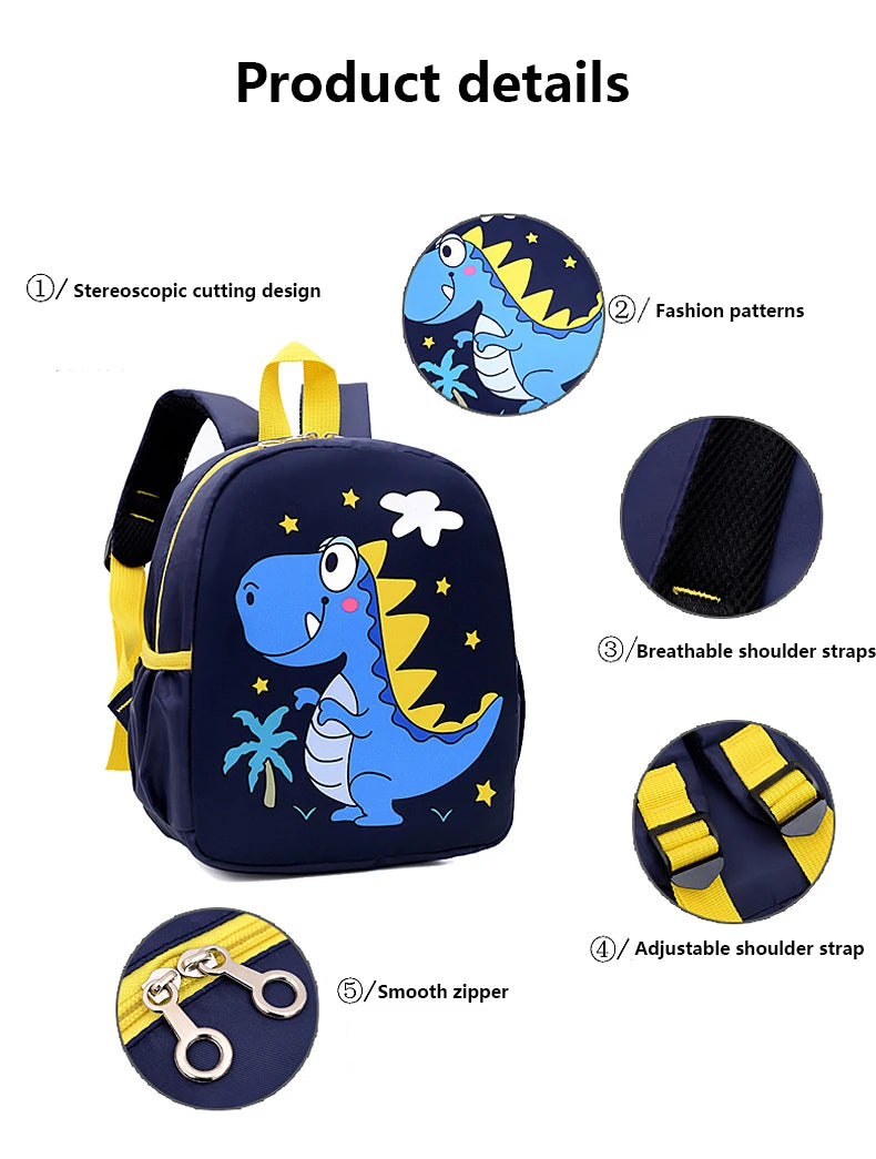 Mochilas bonitas de dinosaurio de dibujos animados para bebé, mochila escolar para guardería, mochilas escolares para niños y niñas, mochila ajustable con animales para chico