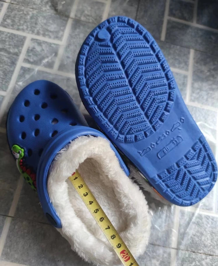 Sandalias de invierno para niños, zapatillas de piel para niños, zapatos para niñas, zuecos antideslizantes, sandalias bonitas de dibujos animados para niñas, zapatos para niños