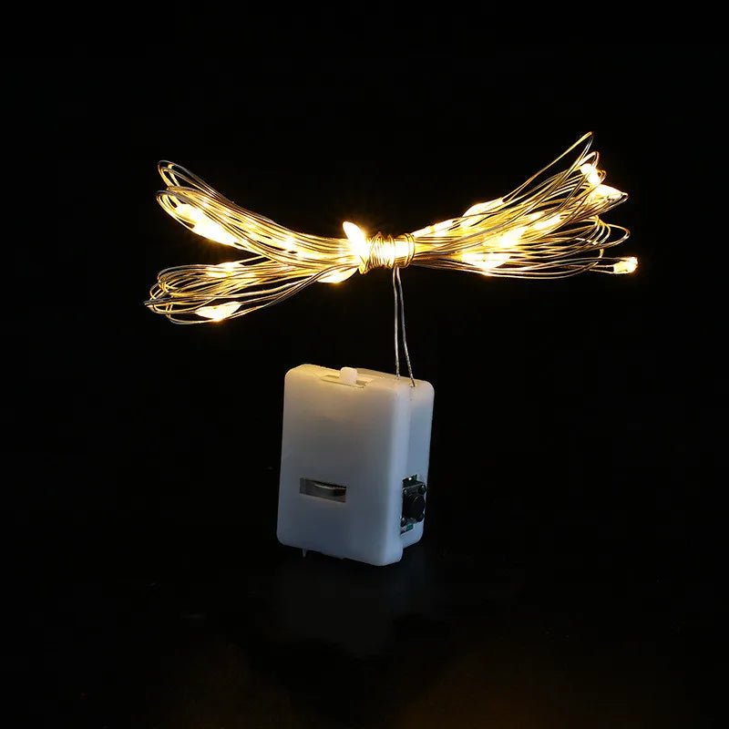 Guirnaldas de luces LED con botón y batería, guirnalda de luces navideñas, boda, Año Nuevo, dormitorio, sala de estar, decoración de jardín