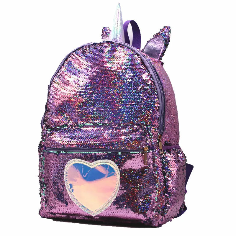 Mochila de lentejuelas de gran capacidad de unicornio para niños, Mochila de dibujos animados para estudiantes, Mochila informal con lentejuelas, mochilas para volver a la escuela
