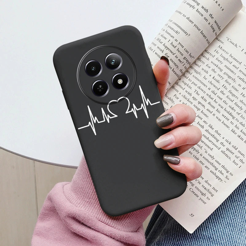 Funda para Realme 12 4G 12 + 13 + Plus 13 Pro + Plus 5G bonita funda trasera con forma de corazón y flor de silicona suave mate Fundas protectoras de dibujos animados