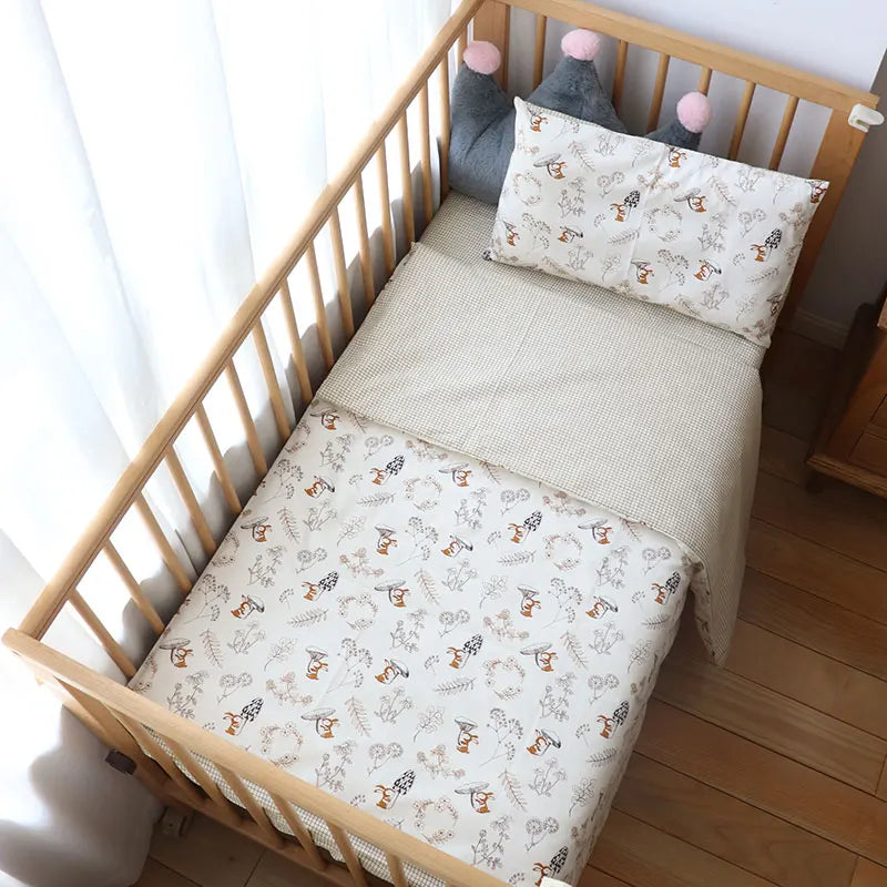 Juego de cama para cuna de bebé, ropa de cama de algodón, kit de cuna para niño y niña, incluye funda de almohada, funda nórdica, decoración para habitación de niños, 3 uds.