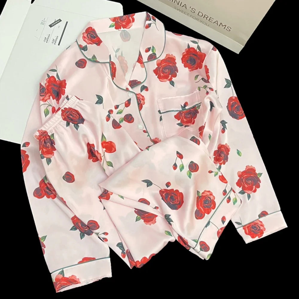 Ropa de dormir con estampado de estética para mujer, pijamas dulces Y2k, estilo europeo, elegante, con clase, a la moda, primavera y otoño