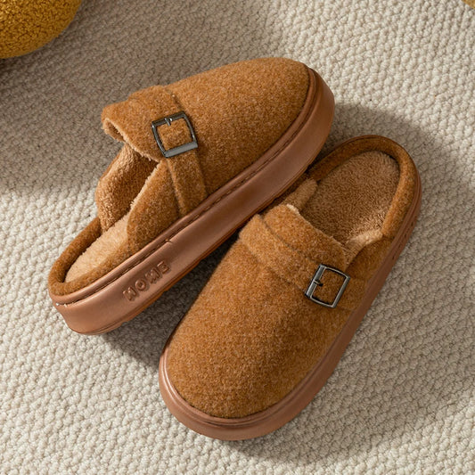 Zapatillas de interior de invierno para mujer, suela suave y cálida, cómodas, antideslizantes para exteriores, adecuadas para parejas, zapatos de casa a la moda para dormitorio
