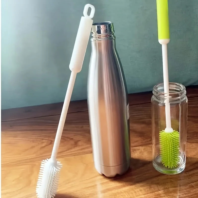 1 cepillo de limpieza de mango largo, agarre antideslizante para botellas estrechas, cepillo de plástico duradero para áreas difíciles de alcanzar, limpiador de botellas