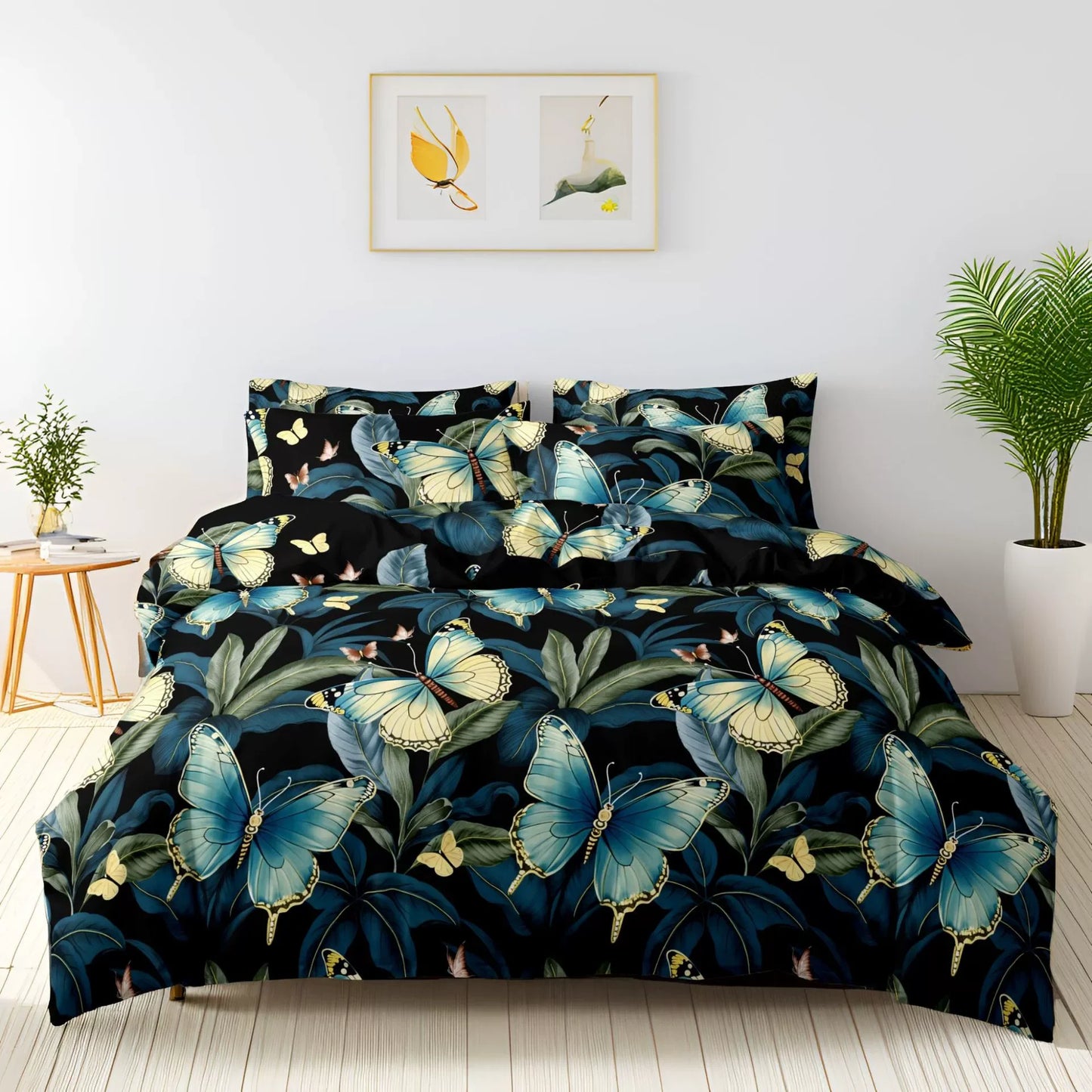Funda nórdica cepillada estampada, funda de almohada, juego de tres piezas, funda de cama de tela respetuosa con la piel de alta calidad (sin sábana), 3 uds.