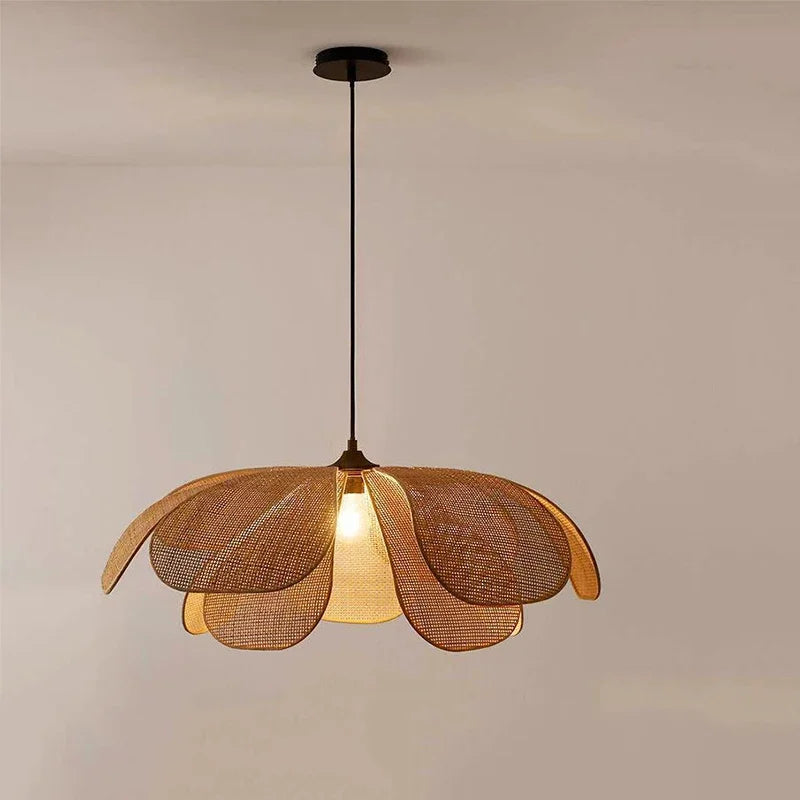 Lámparas de techo, lámpara colgante de ratán con forma de flor, lámpara colgante de ratán tejido para sala de estar, comedor, casa de huéspedes, decoración del hogar
