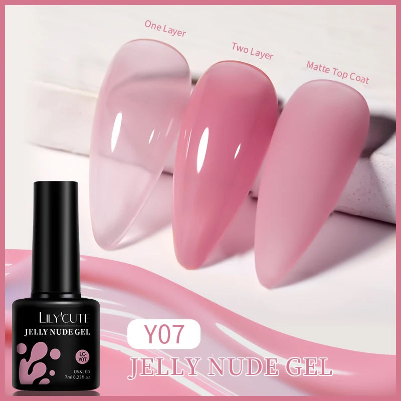 LILYCUTE-esmalte en Gel para uñas, barniz semipermanente para manicura, con LED UV, 129 colores, 7ML