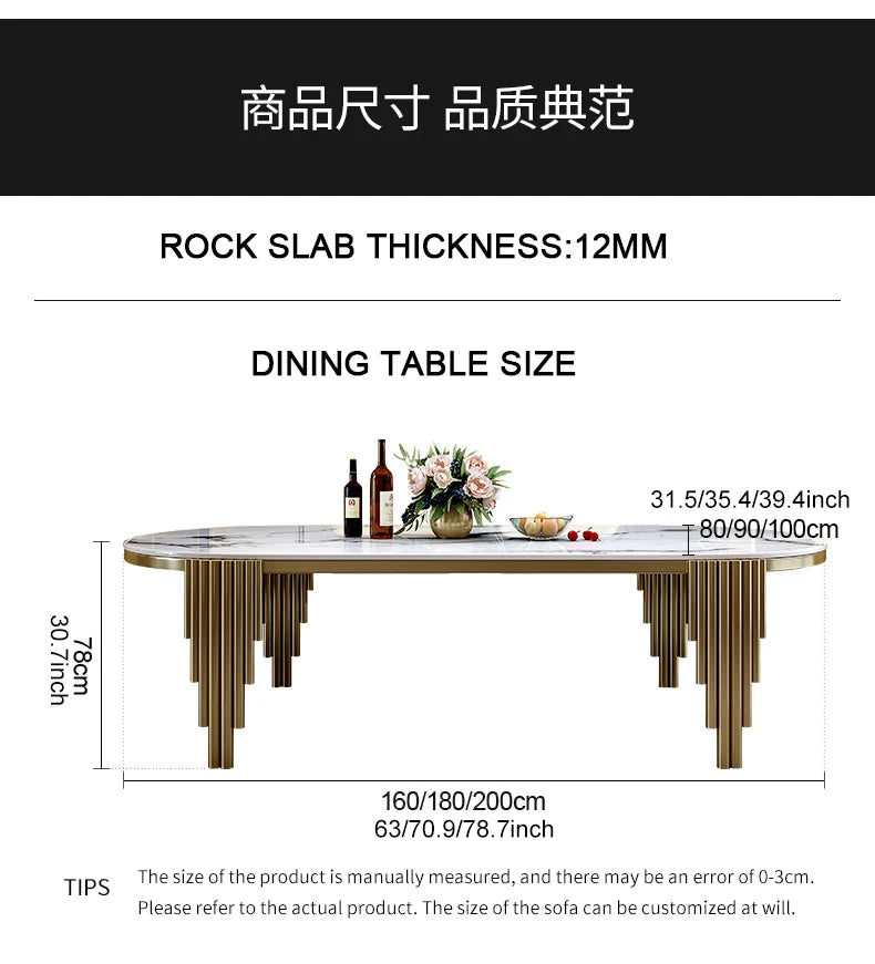 Juego de comedor de acero inoxidable, muebles para el hogar, mesa de comedor de mármol moderna
