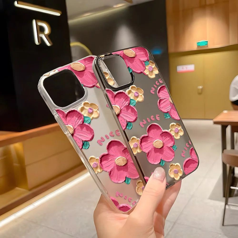 Fundas de teléfono de silicona suave mate para iPhone 15 funda iPhone 16 13 17 Pro Max 14 11 12 Pro 15 16 Plus funda transparente a prueba de golpes con flores