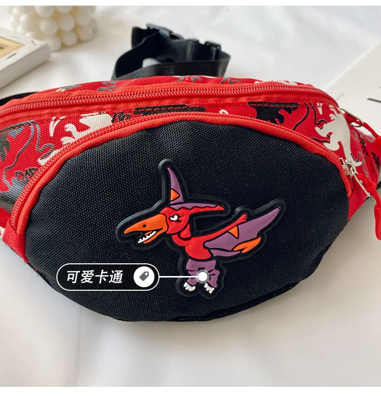 Lindas bolsas de almacenamiento de dinosaurio de dibujos animados para niños, teléfono, auriculares, bolsa de dinero, organizador de moda, bolsa de pecho y cintura, bolsa de cinturón para niños